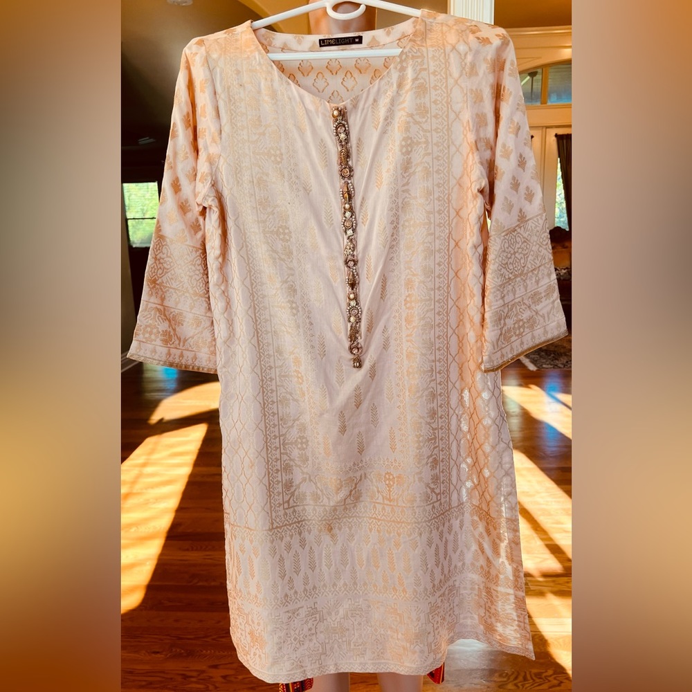Pakistani cotton silk kurta,jewelry buttons. Full sleeves, soft touch, tunic,